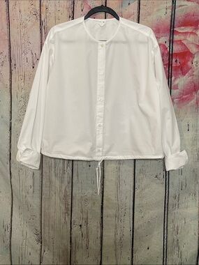 Arket White Button-Front Drawstring Hem Blouse 38 EU/ 8 US